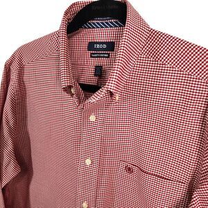 IZOD Varsity Oxford Slim Fit Medium Men Red Plaid Long Sleeve Button Down Shirt